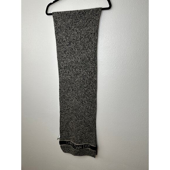 Dior Oblique Scarf Ecru and Beige Cashmere | DIOR Christian Dior Beige & Black Marled Thick Knit Wool Cashmere Blend Scarf